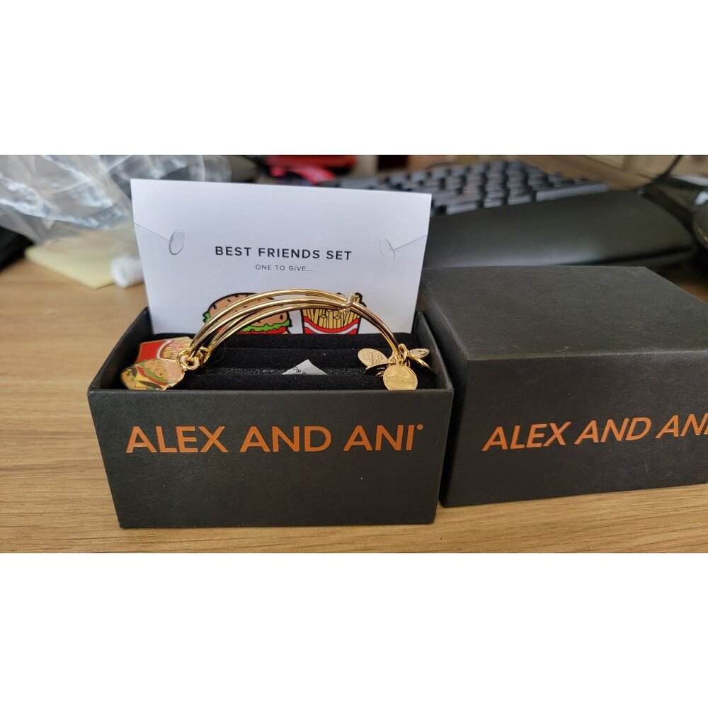 Alex and Ani Best Friends Burger & Fries Charm Bangle Set – NWT Boxed Gift - Picture 5 of 6